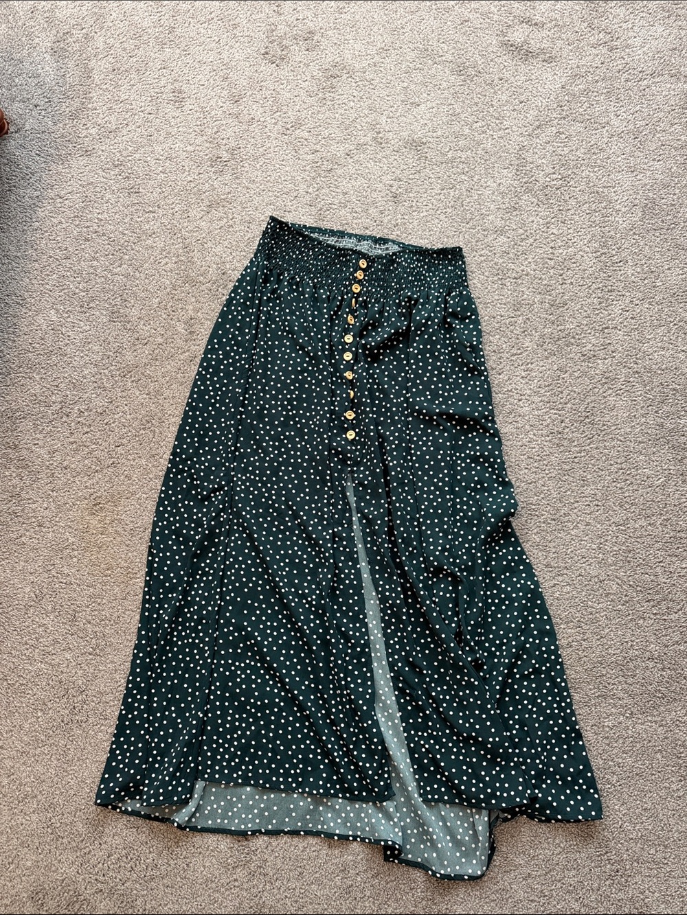 SHEIN Black Maxi Skirt with White Polka Dots